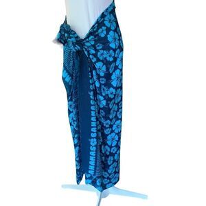 Sarong Bahamas Blue Tropical Floral Sz 44 x 60